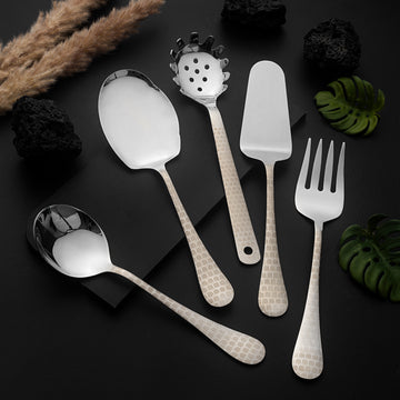 Set of 5 - Guests Serving Set Silver - 5 Years Warranty QM Branded